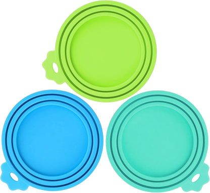 2 Pack Pet Food Can Covers, Silicone Universal Can Lids for Dog & Cat Food, BPA Free, One Fit Most Standard Size Food Cans Green/Blue