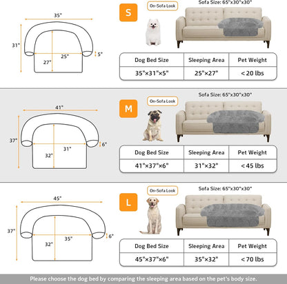 Calming Dog Bed Fluffy Plush Dog Mat for Furniture Protector with Removable Washable Cover for Large Medium Small Dogs and Cats (Large, Light Grey)