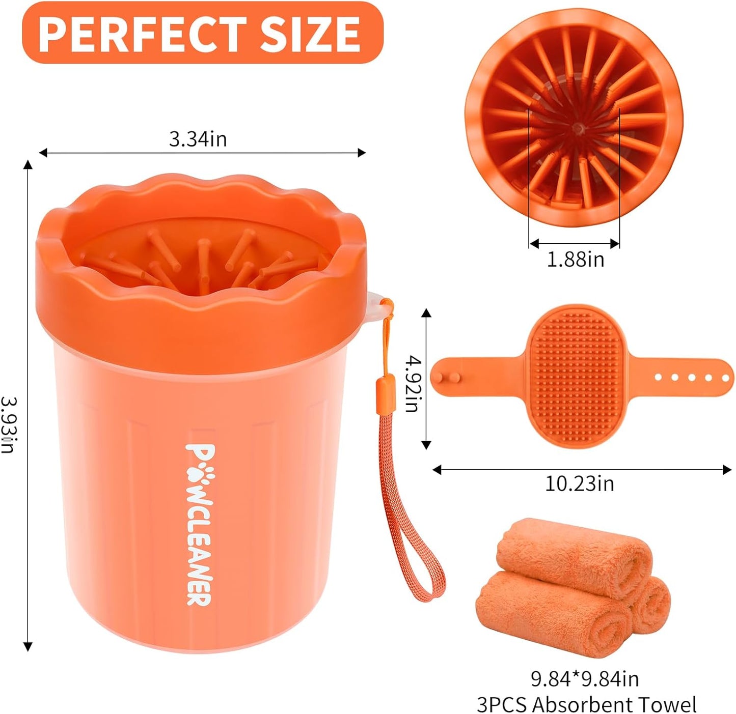 Professional 7 in 1 Dog Paw Cleaner for Dogs & Cats - Includes 1 Portable Paw Washer, 1 Bath Brush, 2 Dog Toothbrushes and 3 Absorbent Towels Note: Fits Paws up to 2 Inches Wide (Small, Blue)