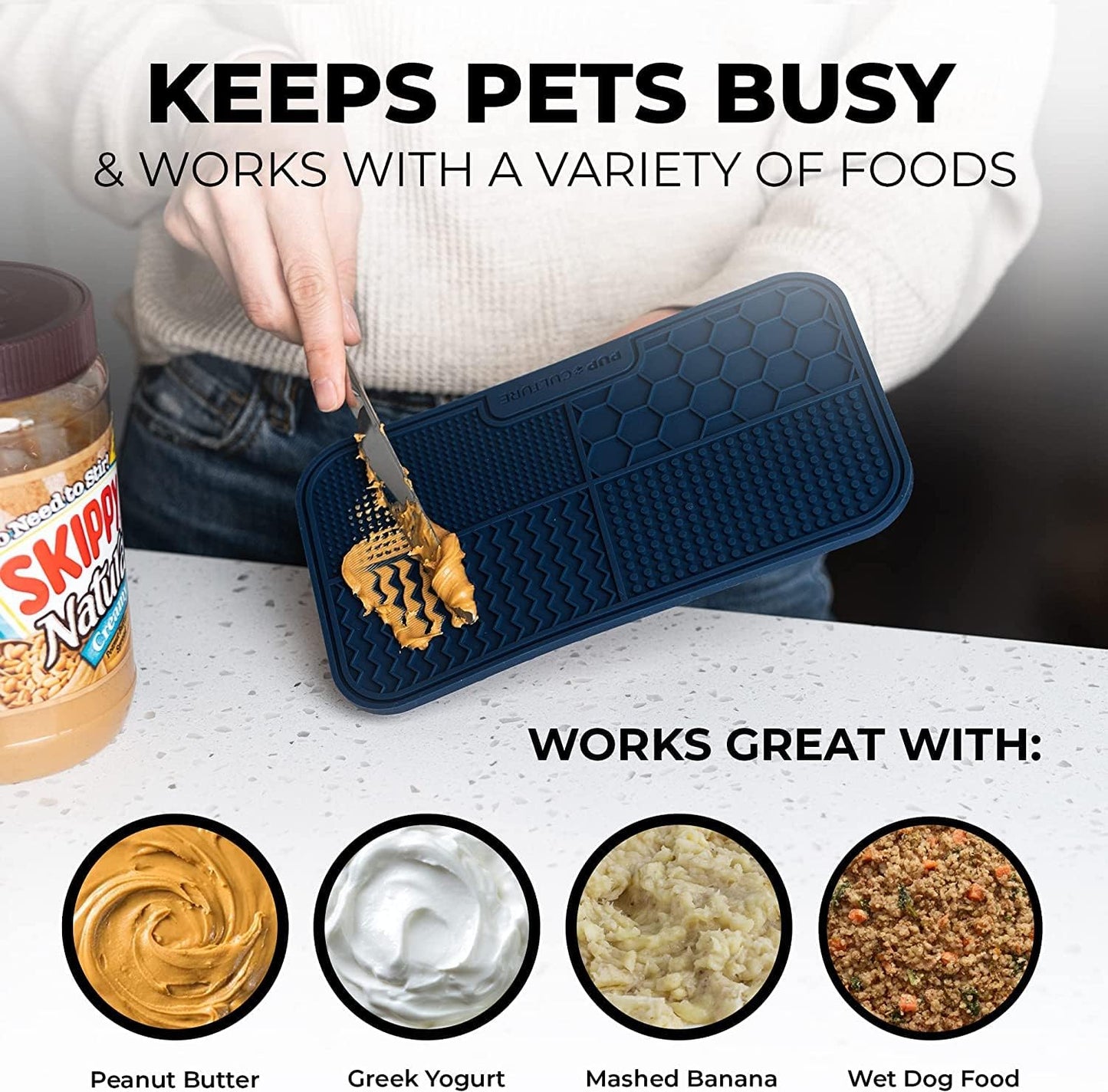 Pup Culture Dog Lick Mat for Dogs, Feeding Pad for Anxious Pets Plus 4 Different Puzzles for Mental Stimulation for Dogs - Supports Mental, Dental, and Digestive Health, Bite Resistant and Heavy Duty