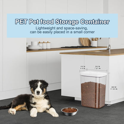 6 lbs Airtight Dog Cat Food Storage Container and Dog Treat Containers BPA-Free, PET Clear Stackable Pet Storage Bin, 1-Cup Scoop, 1-Sponge cleaning brush, Pop Top, With handle, Easy Mobility-Medium