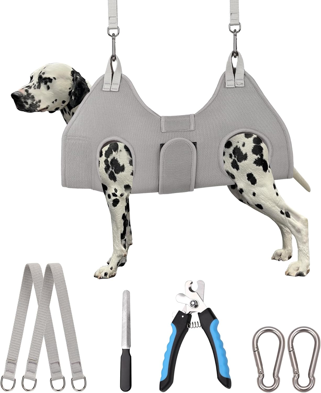 Kkiimatt Dog Grooming Hammock Harness, Small Dog Groming Sling, Gray Dog Hanging Harness for Nail Trimming,Dog Nail Clipping Hanger Restraint Holder