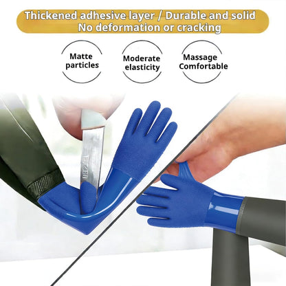YOFANG Pet Grooming Washing Gloves,27.2" Extra Long Waterproof Rubber Bathing Gloves for Dogs & Cats,Anti-Bite & Anti-Scratch Hair Removal Cat Bath Gloves with 3000+ Massage Particles,Blue/Green ﻿