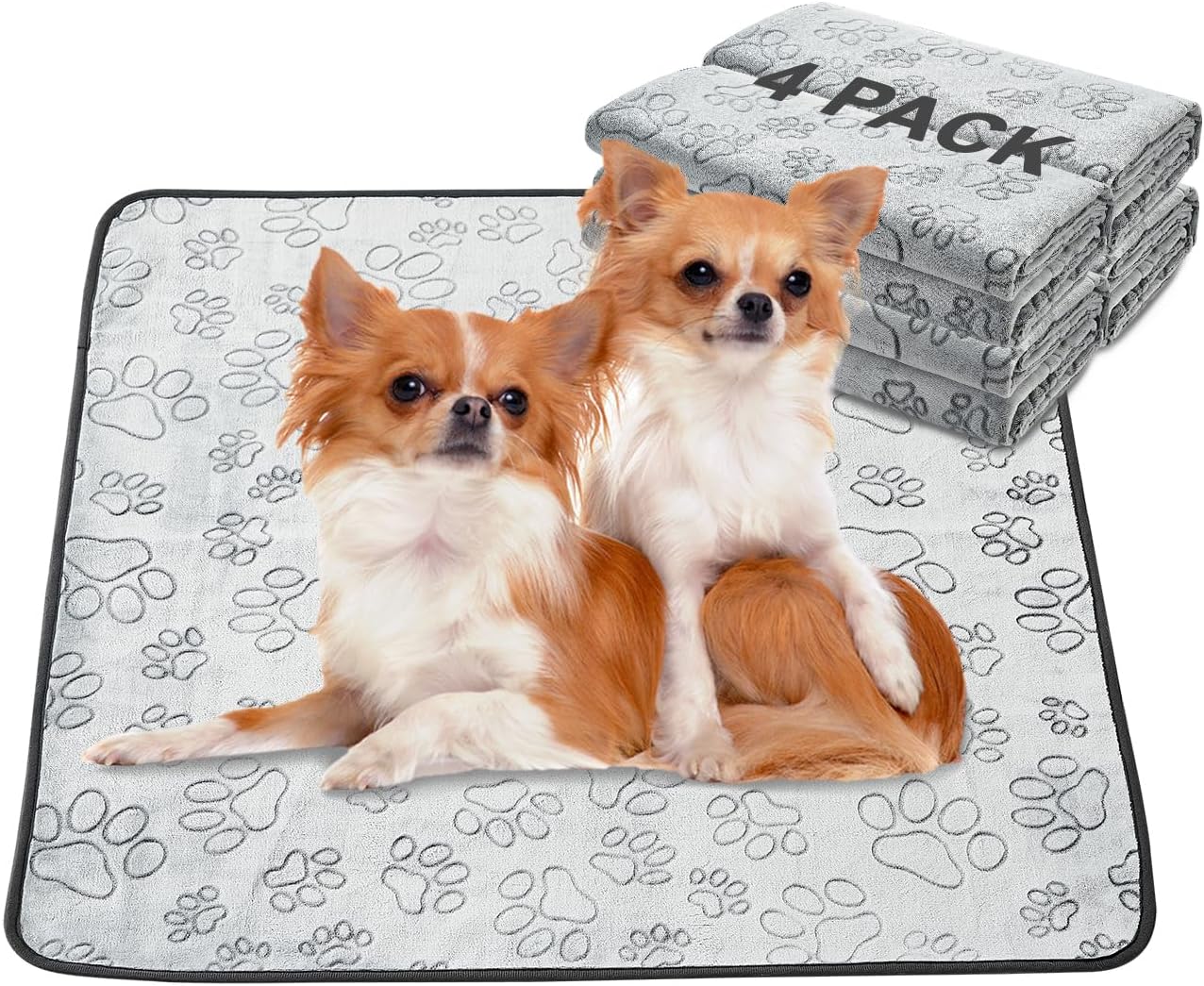 Qeils Reusable Puppy Pads, 2 Pack Washable Pee Pads for Dogs, Waterproof Non Slip Wee Wee pad, Absorbent and Leakproof Training Mats for Potty, Crate, Playpen, Bed, Sofa, 18"x 24"