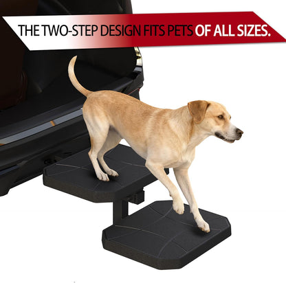Effortless in & Out for Dogs | Portable Lightweight Design | Easy Slide-in to 2-Inch Trailer Hitch Receiver |Folding Steps for Truck & SUV Hitches, for Medium to Large Dogs