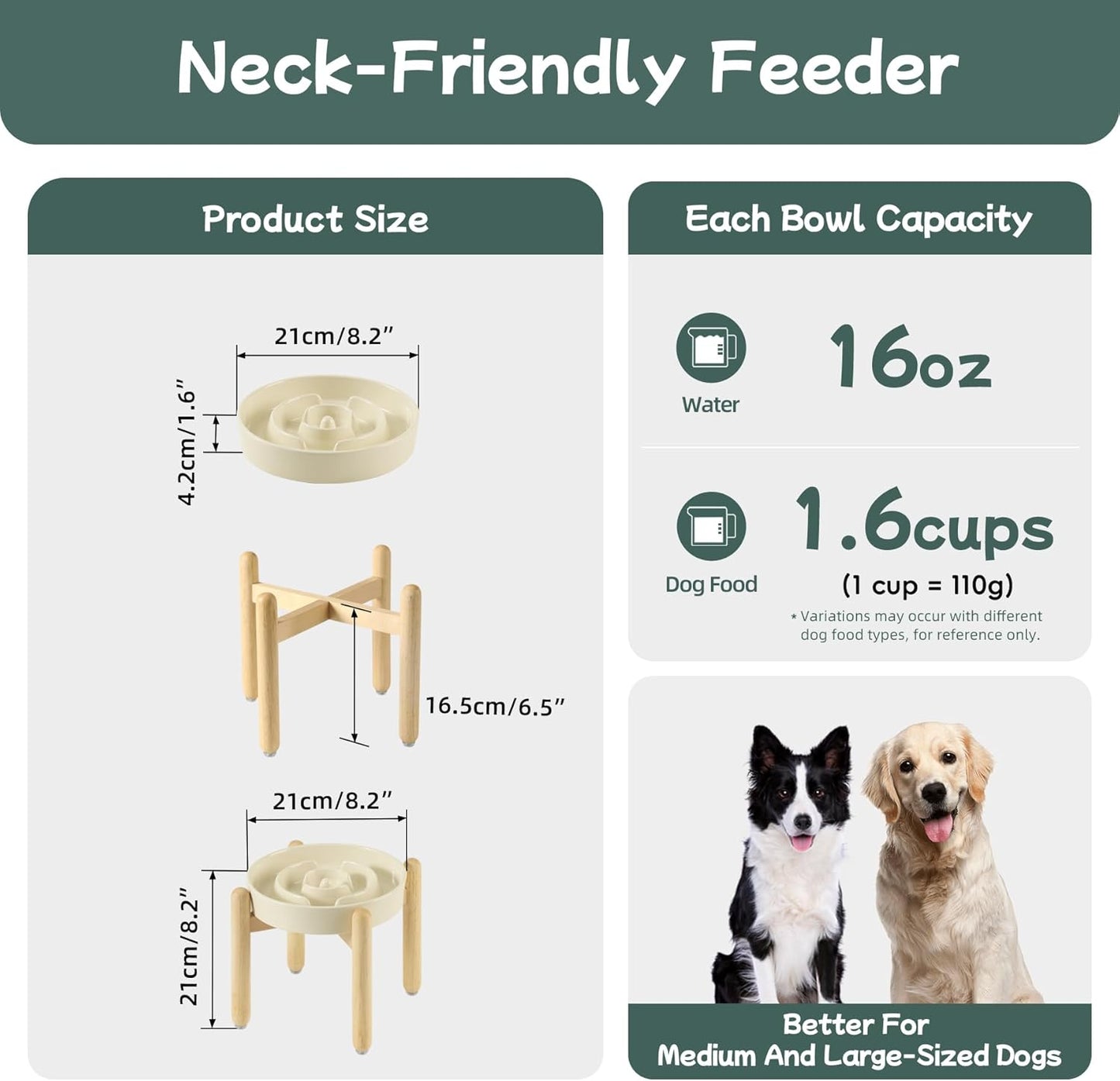 Havniva Ceramic Slow Feeder Dog Bowls, 1.6 Cups Dog Bowl Slow Feeding for Medium Breed, 8.2inch Puzzle Dog Food Bowl Slow Feeder Non-Slip Anti-Gulping and Anti-Choking Reduces Bloating