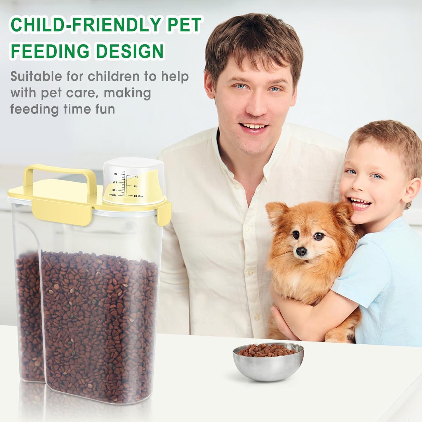 TBMax Dog Food Storage Container 5-7 lbs, Airtight Cat Food Container with Larger Spout & Measuring Cup, Portable Pet Food Storage Dispenser for Small Animal Kibble Storage, Bird Seed Container