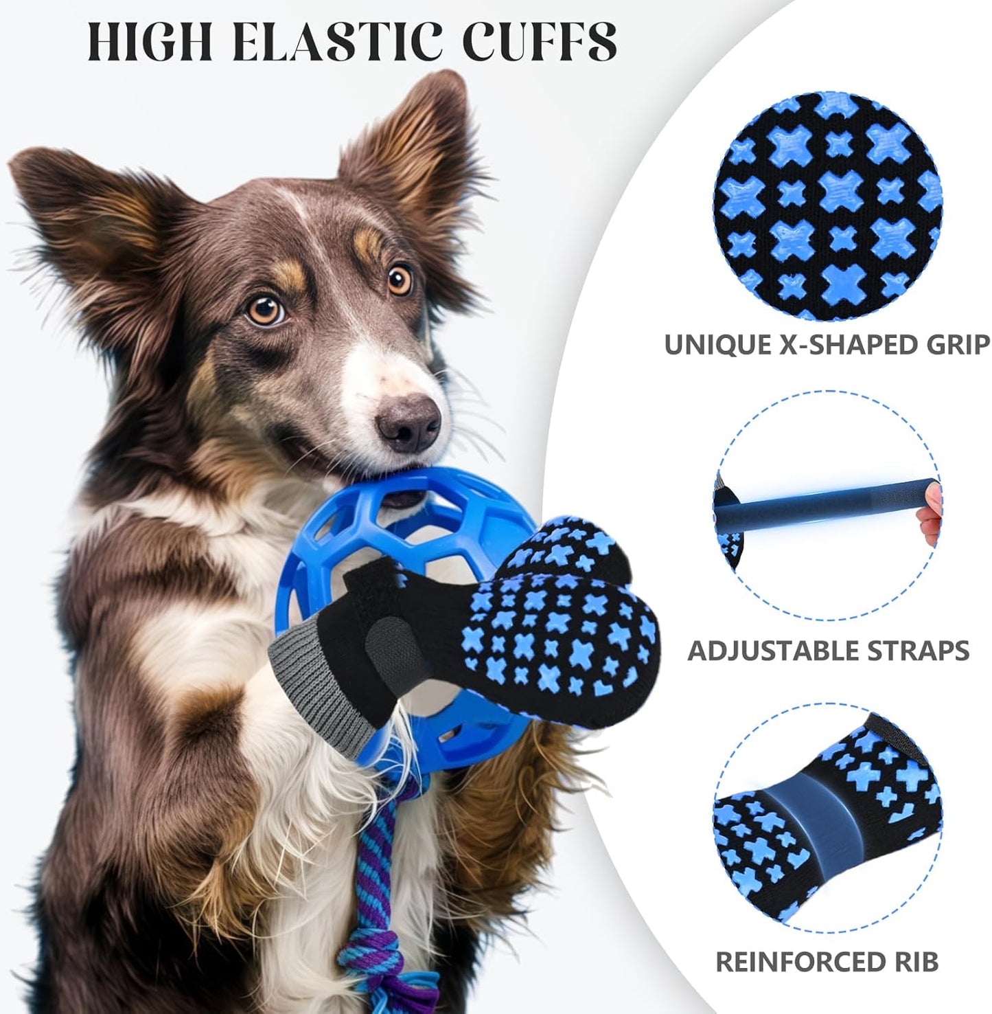 Non-Slip Dog Socks for Hardwood Floors Anti Slip Double-Sided Grippy Socks for Senior Dogs to Prevent Licking Paws, Scratching & Hot Pavement Premium Dog Paw Protector with Grippers Black L