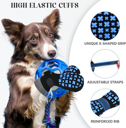 Non-Slip Dog Socks for Hardwood Floors Anti Slip Double-Sided Grippy Socks for Senior Dogs to Prevent Licking Paws, Scratching & Hot Pavement Premium Dog Paw Protector with Grippers Black L