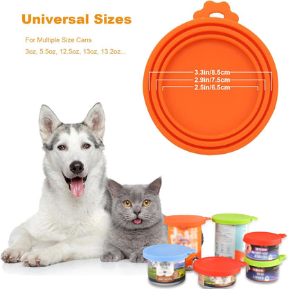 Yobbai 6 packs Pet Food Can Lids, Food Safe BPA-Free & Dishwasher Safe, Can Covers with 2 Stainless Steel Spoons, Most Standard Size Dog and Cat Can Tops