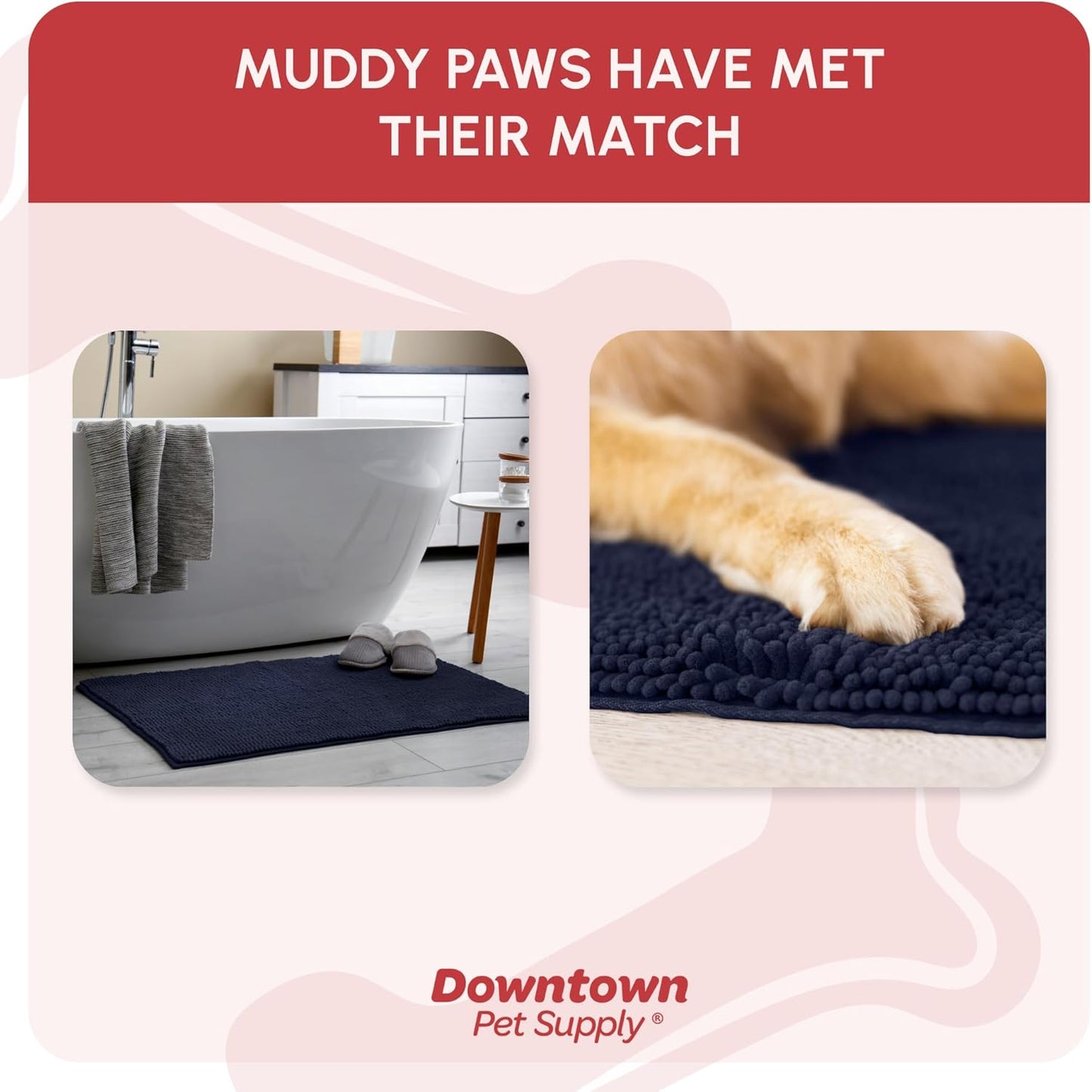 My Doggy Place Dog Mud Mat, 36"x26" Ash – Thick Microfiber Entry Rug for Snow, Mud & Salt – Absorbent, Quick-Dry, Washer-Safe & Non-Slip, Large