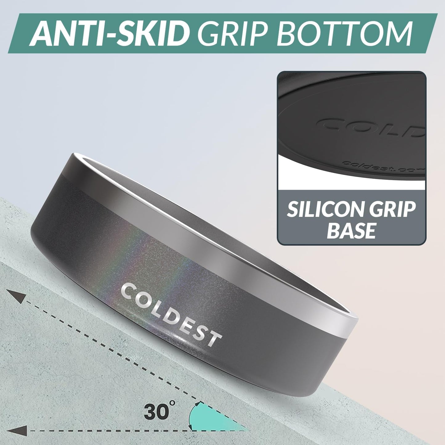 Coldest Dog Bowl - Anti Rust Metal, Non Slip, 3 Layers Insulated Stainless Steel Dog Bowls - Spill Proof & Heavy Duty - Water Bowl for Dogs, Cats & Pets, Dish Washer Safe (21 oz, Stealth Black)