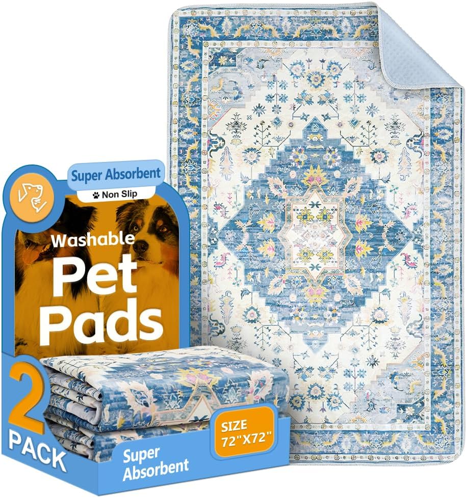 Washable Pee Pads for Dogs, 2 Pack Reusable Puppy Training Pads 40"x26" Super Absorbent Waterproof Dog Training Pads, Non-Slip Potty Pads, Whelping Pads Litter Mat