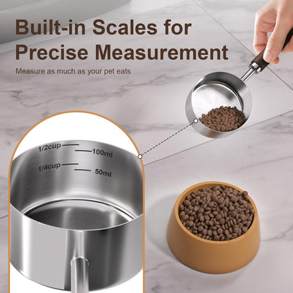Dog-Cat Food-Scoop Measuring-Cup - 304 stainless steel material.1-Cup capacity. Precision scale measurements