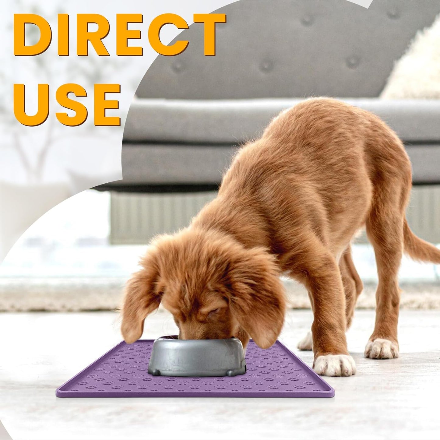 Ptlom Pet Placemat for Dog and Cat, Mat for Prevent Food and Water Overflow, Suitable for Small, Medium and Big Pet, 18" 12", Grey, Silicone