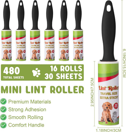 Hushee 8 Pcs Mini Lint Roller for Travel Small Lint Removers Bulk for Pet Hair and Clothes Small Size Removers Portable Sticky Removing Tool for Cleaning Furniture Dog Car Seat