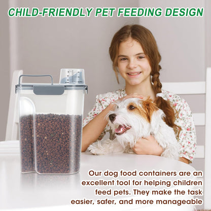 TBMax Dog Food Storage Container 5-7 lbs, Airtight Cat Food Container with Larger Spout & Measuring Cup, Portable Pet Food Storage Dispenser for Small Animal Kibble Storage, Bird Seed Container