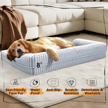 Large Dog Bed Orthopedic Washable - Beds Bolster - Medium XL XLarge Big Dogs - Memory Foam Couch Sofa - Waterproof with Removable Cover