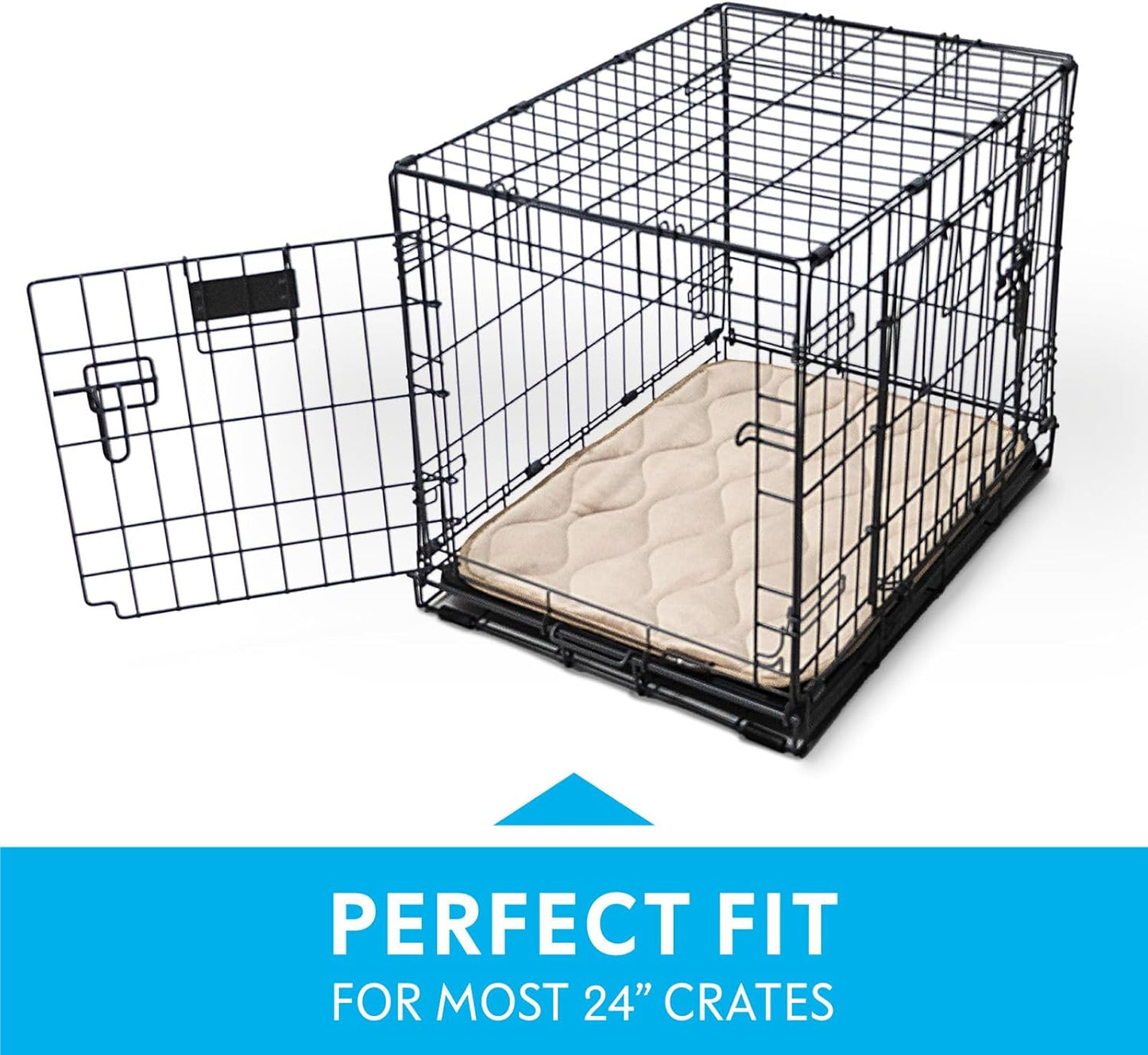 Paw Inspired Washable Padded Crate Mats for Dogs | 29” x 18” Pad, Fits 30-inch Kennels | Leakproof, Waterproof Bottom, Plush Pet Beds (Gray)