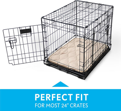 Paw Inspired Washable Padded Crate Mats for Dogs | 29” x 18” Pad, Fits 30-inch Kennels | Leakproof, Waterproof Bottom, Plush Pet Beds (Gray)