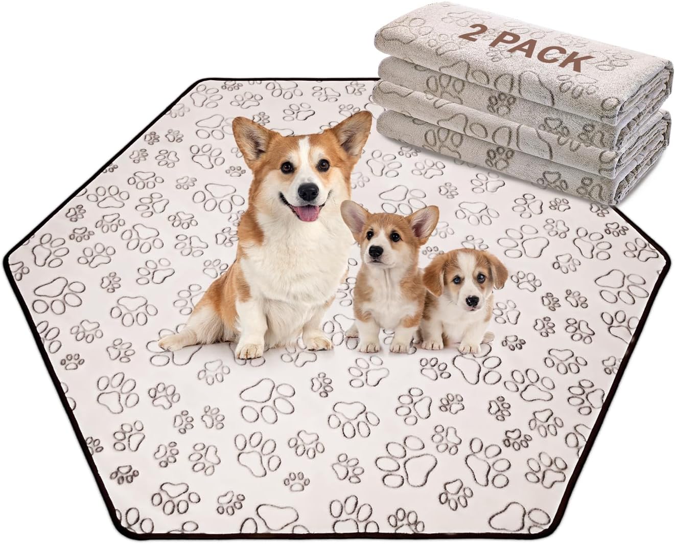 Qeils Reusable Puppy Pads, 2 Pack Washable Pee Pads for Dogs, Waterproof Non Slip Wee Wee pad, Absorbent and Leakproof Training Mats for Potty, Crate, Playpen, Bed, Sofa, 18"x 24"