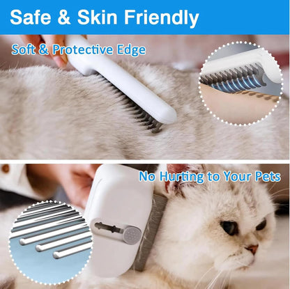 Double-Sided Undercoat Rake for Shedding, Dematting Comb for Cats, Deshedding Dog Brush, Flea Comb, Suitable for Short & Thick Coat, Pet Friendly Teeth