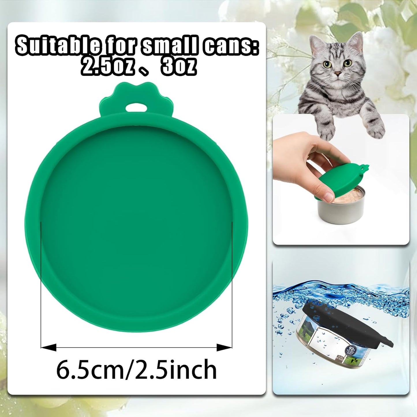 PINE & LINEN 4 Pcs 2.5inch Durable Pet Can Lids, Silicone Small Pet Can Covers Waterproof Cat Food Cans Lids for 3 oz Cat Food Cans（Yellow+Red+Pink+Blue）