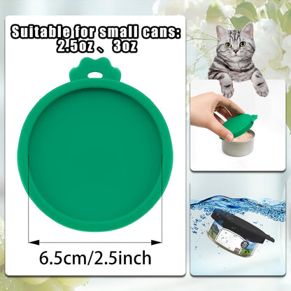 PINE & LINEN 4 Pcs 2.5inch Durable Pet Can Lids, Silicone Small Pet Can Covers Waterproof Cat Food Cans Lids for 3 oz Cat Food Cans（Yellow+Red+Pink+Blue）