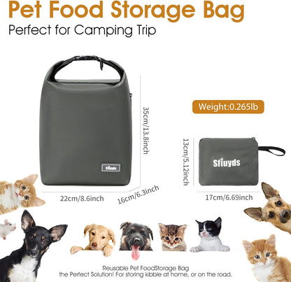 Travel Dog Food Container Pet Food Storage Bag Containers 2PCS Collapsible Travel Dog Bowls Waterproof Camping Storage Essentials Kibble Carrier 20L Easy to Clean (Black, Large)