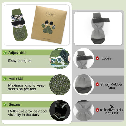 BEAUTYZOO 6PCS Dog Socks to Prevent Licking Paws, Anti Slip Dog Shoes for Hot Pavement Hardwood Floors, Traction Control Toe Grips Boots & Paw Protectors for Small Medium Large Senior Dogs, Grey S