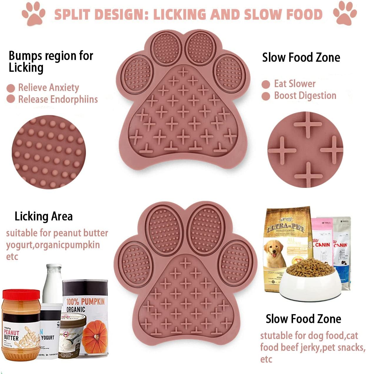 Lick Mat for Dogs and Cats - Slow Feeder Licking Pad with Suction Cups, Food-Grade Silicone for Bathing, Grooming, Nail Trimming & Anxiety Relief, Non-Toxic Pet Lick Mat (Pink)