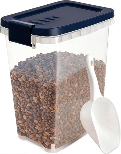 5-10 Lbs Cat Food Storage Container with Scoop - Airtight Dog Food Container - Buckle-Lock Pet Food Container for Dog, Cat, Bird Seed, Chicken, Dry Food Storage Bin Container for Rice, Cereal, Flour