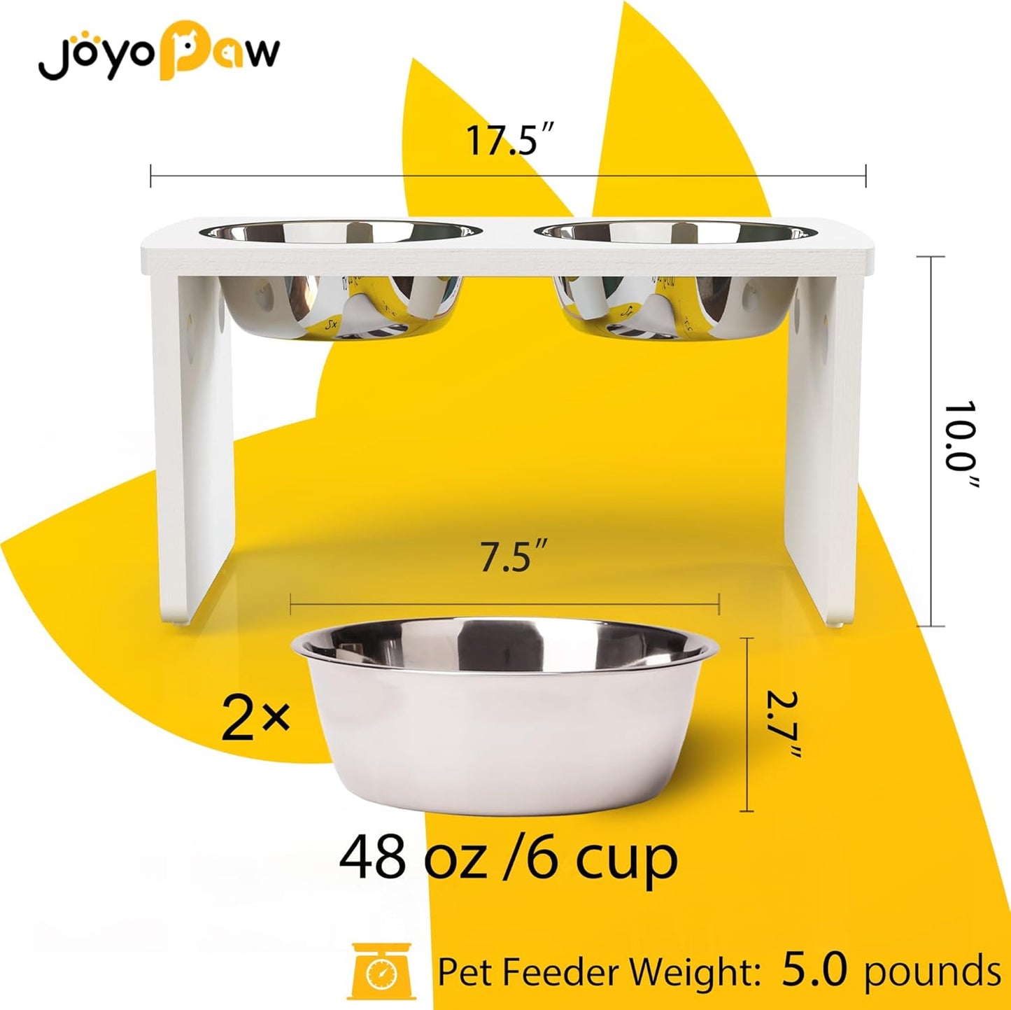 Elevated Dog Bowls, Bamboo Raised Dog Bowl for Medium Dogs, with 2 Stainless Steel Bowls (7'' Tall-40 oz Bowl)