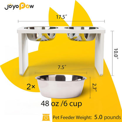 Elevated Dog Bowls, Bamboo Raised Dog Bowl for Medium Dogs, with 2 Stainless Steel Bowls (7'' Tall-40 oz Bowl)