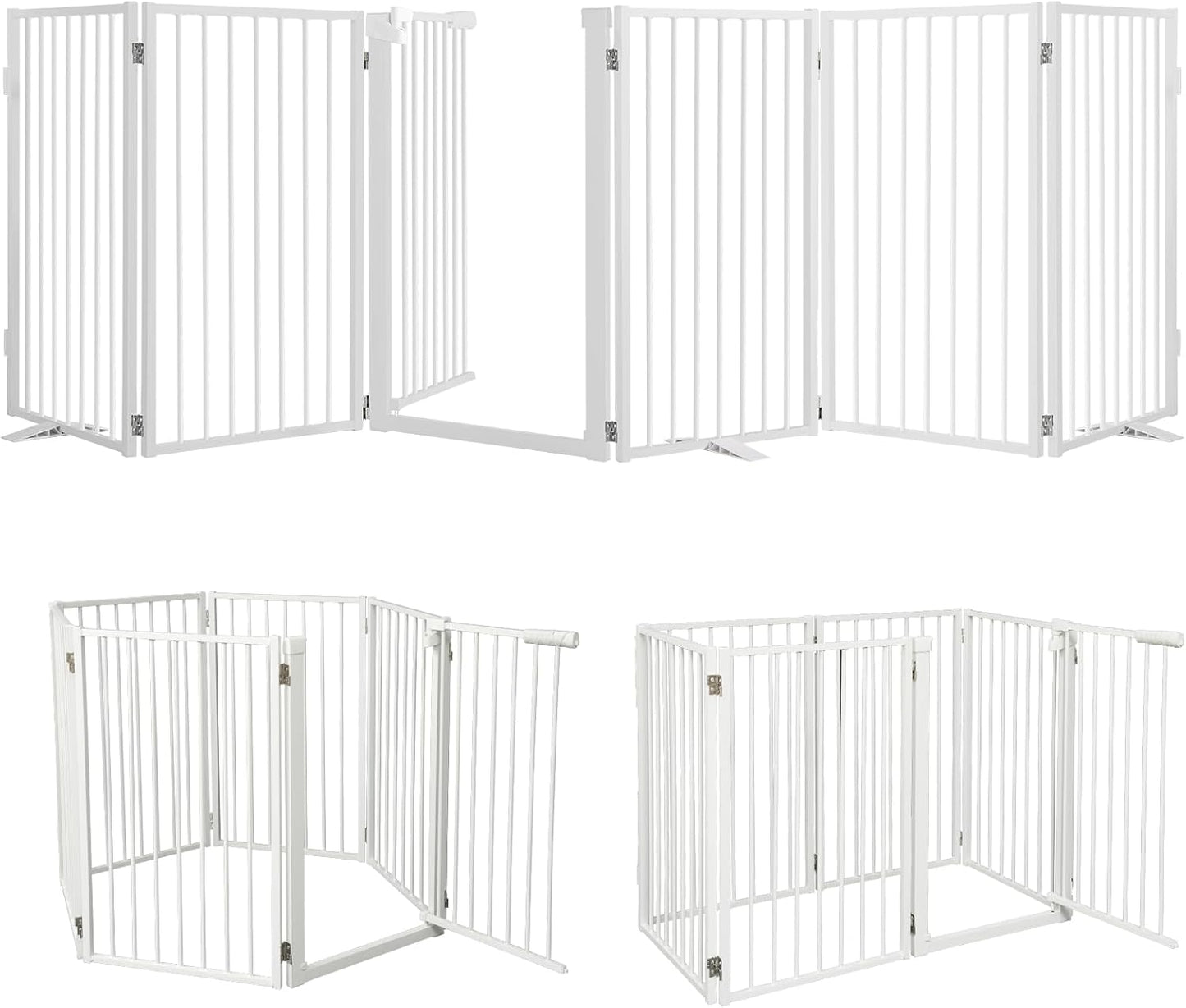 Snagle Paw Full Metal Freestanding Dog Gate,Indoor Dog Gate with Floor Protect Support Feet, 40x24 Inches Foldable Dogs Barrier for Stairs, Hallways and Doorways (24'' H 2 Panel, White