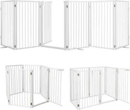 Snagle Paw Full Metal Freestanding Dog Gate,Indoor Dog Gate with Floor Protect Support Feet, 40x24 Inches Foldable Dogs Barrier for Stairs, Hallways and Doorways (24'' H 2 Panel, White