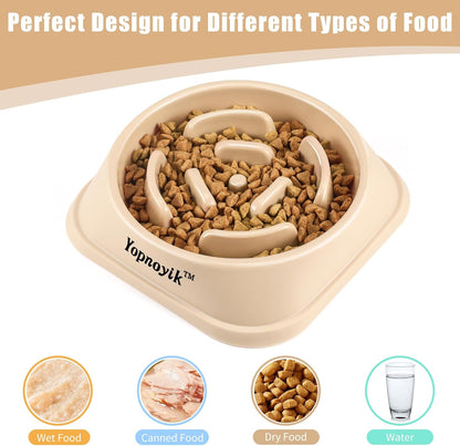 2 Pack Slow Feeder Dog Bowls for Healthy Eating, Non-Slip and Anti-Choking Design, Reduces Bloating & Overeating for Medium Dogs and Cats, Easy to Clean