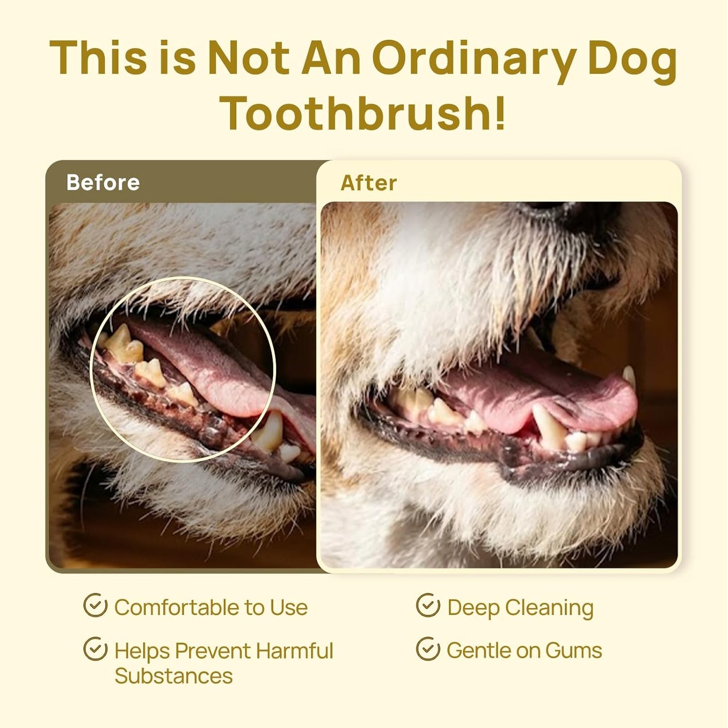HICC PET Toothbrush for Cats & Small Dogs, Vet-Recommended Ergonomic Pet Toothbrush for Easy Teeth Cleaning, Gentle on Gums, Cat & Dog Dental Care, Improves Oral Hygiene. Toothpaste Not Included