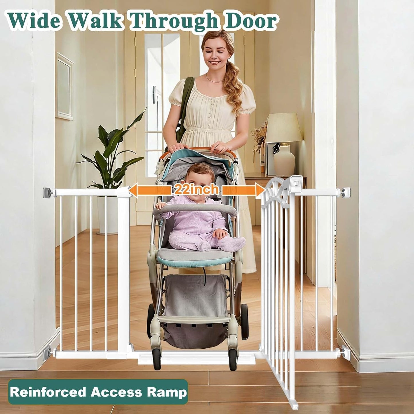 Fairy Baby 68.1"-70.8" Extra Wide Press Mounted Baby Gate Indoor for Kids Or Pets Walk Thru No Drill Long Dog Gates for The House Doorway Child Safety Gate