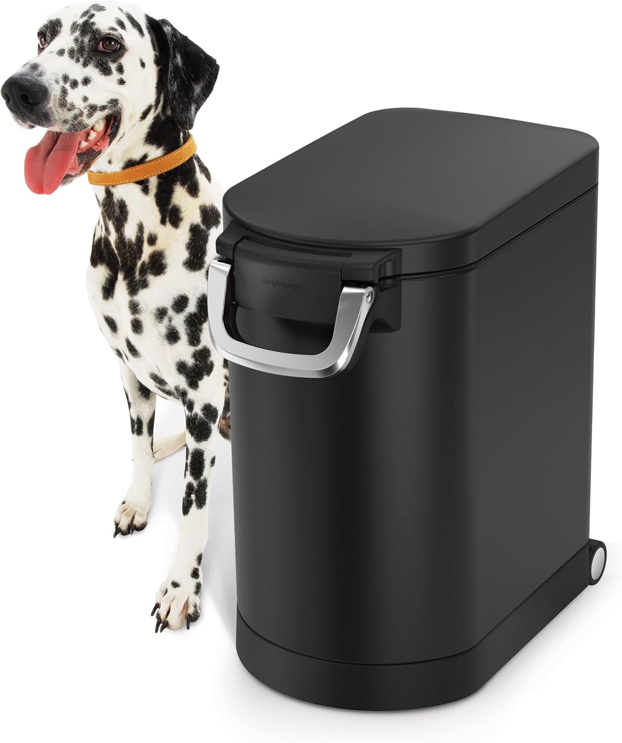 simplehuman Large Pet Food Storage Container, Holds 30-35 lb / 14-16 kg of Dry Dog Food, Cat Food, or Bird Seed, Airtight Lock-Tight Lid with Magnetic Scoop, BPA-Free, Brushed Stainless Steel