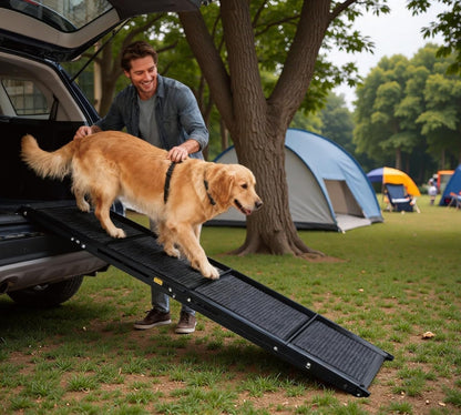 Dog Ramp for Car, 65"X17" Folding Pet Gentle Slope for Truck, SUV, Outdoor Large Pet Stair Ramps with Non-Slip Surface & Aluminum Construction for Medium & Large Dogs, Up to 250lbs, Black