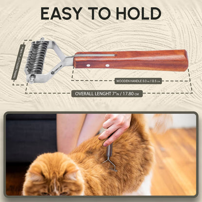 Flamia & Jabz Undercoat Rake for Dogs & Cats, Dematting Grooming Stripper Tool (14 Blades)
