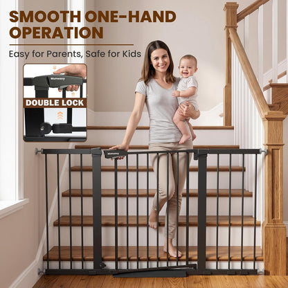 Mumeasy 36" High Extra Tall Dog Gate, 29.6"-40.5" Wide Pressure Mounted Tall Baby Gate for Dog, Auto Close Pet Gate with Door for Stairs,Doorways,House,Black