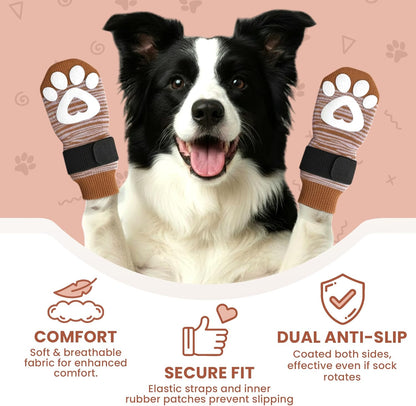 Anti Slip Dog Socks - 6 Pack | Dog Socks to Prevent Paw Licking, Add Traction, Keep Warm & Protect from Hot Pavement | Paw Protection for Senior Dogs for Hardwood Floors | Dog Booties - XL