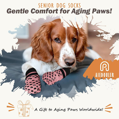 Anti Slip Dog Socks to Prevent Licking Paws, Dog Shoes for Hot/Cold Pavement, Dog Boots on Hardwood Floors, Traction Control Dog Booties & Paw Protectors for Small Medium Large Senior Dogs