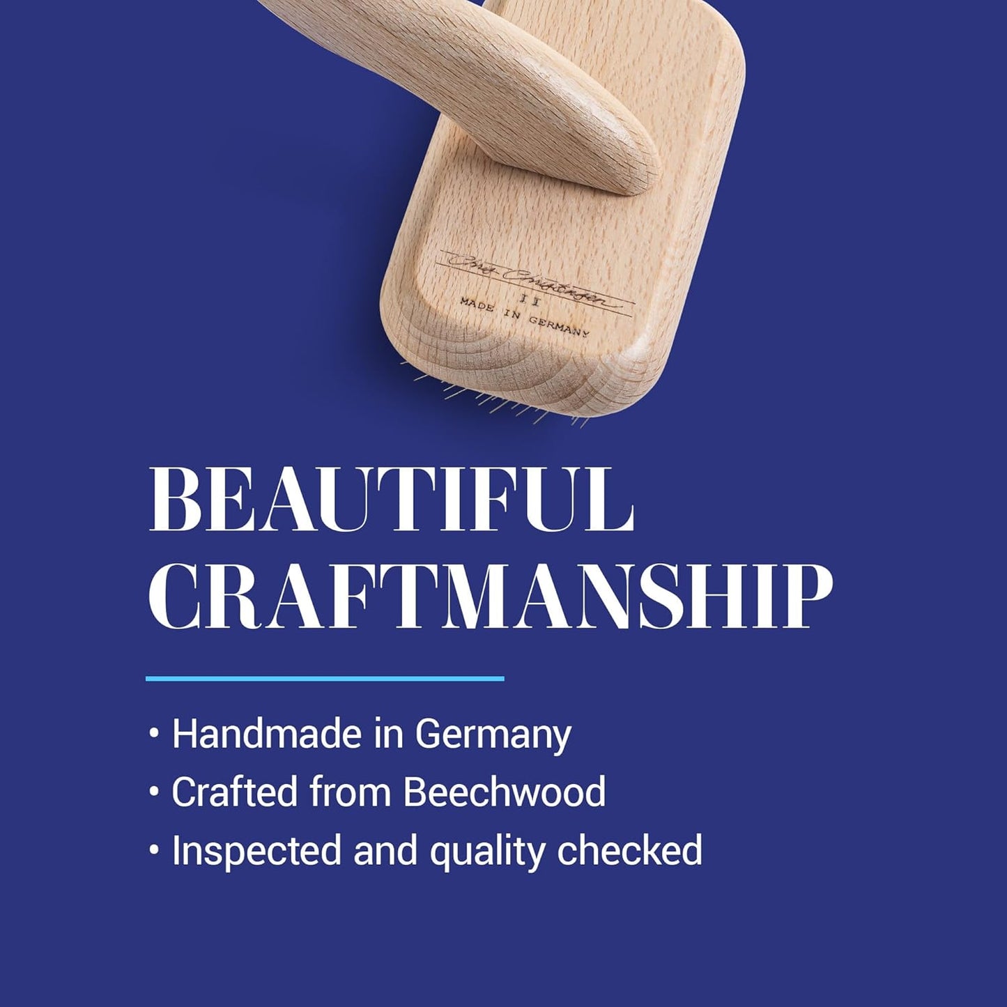 Chris Christensen Mark III Slicker Brush for Dogs, 12mm Pins, Groom Like a Pro, Handcrafted Lightweight Beechwood Ergonomic Handle, Stainless Steel Pins, A5III Medium. Made in Germany.