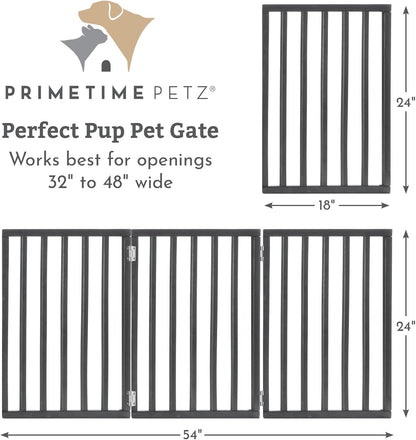 Primetime Petz - Best Freestanding, Hard Wood, Folding Pet Gate, Indoor Dog Fence for Home,Gray
