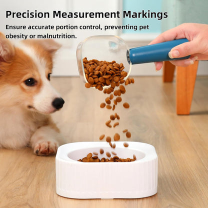 Pet Cat Dog Food Scoop, Dog Cup Capacity Cat Food Scooper With Sealing Clip, Puppy and Cat Coffee Bean, Flour Scoop Grey