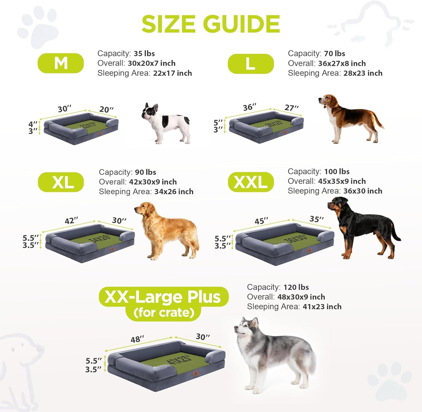 Extra Large Dog Bed, Orthopedic XL Washable Memory Foam Bed for Big Dogs Waterproof Pet Couch Sofa Bolster with Removable Cover, Non-Slip Bottom, Tennis Ball Toy, 42x30