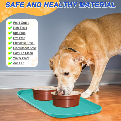 Small Silicone Pet Food Mat with Raised Edge for Food and Water Bowl, Square Dog Feeding Mats, Cat Food Trays for Floor Waterproof, Rubber Tray for Dogs and Cats, 12 x 12 x 0.7 Light Olive Green